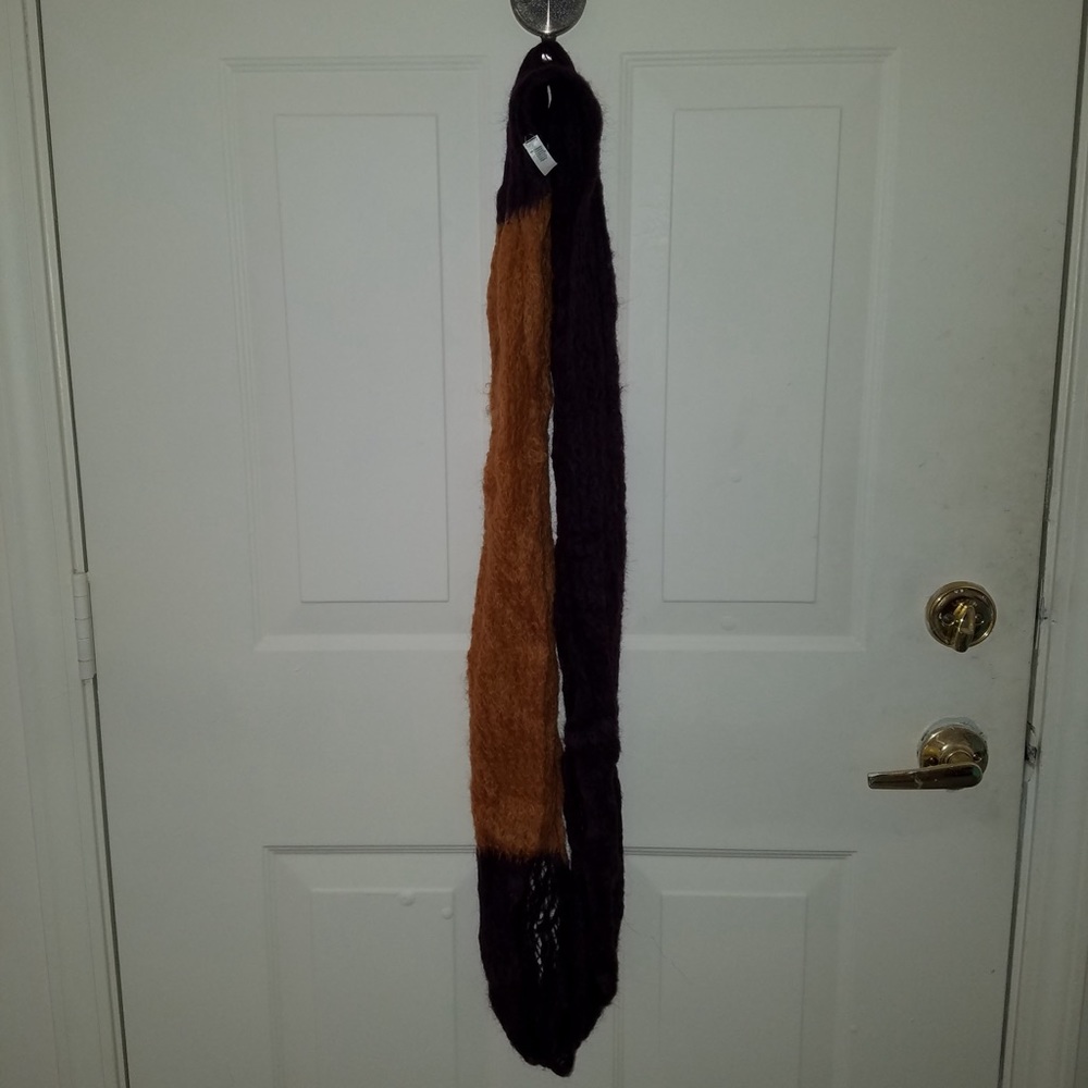 Black and orange knitted infinity scarf